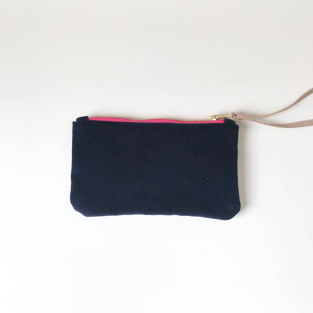 navy velvet wristlet