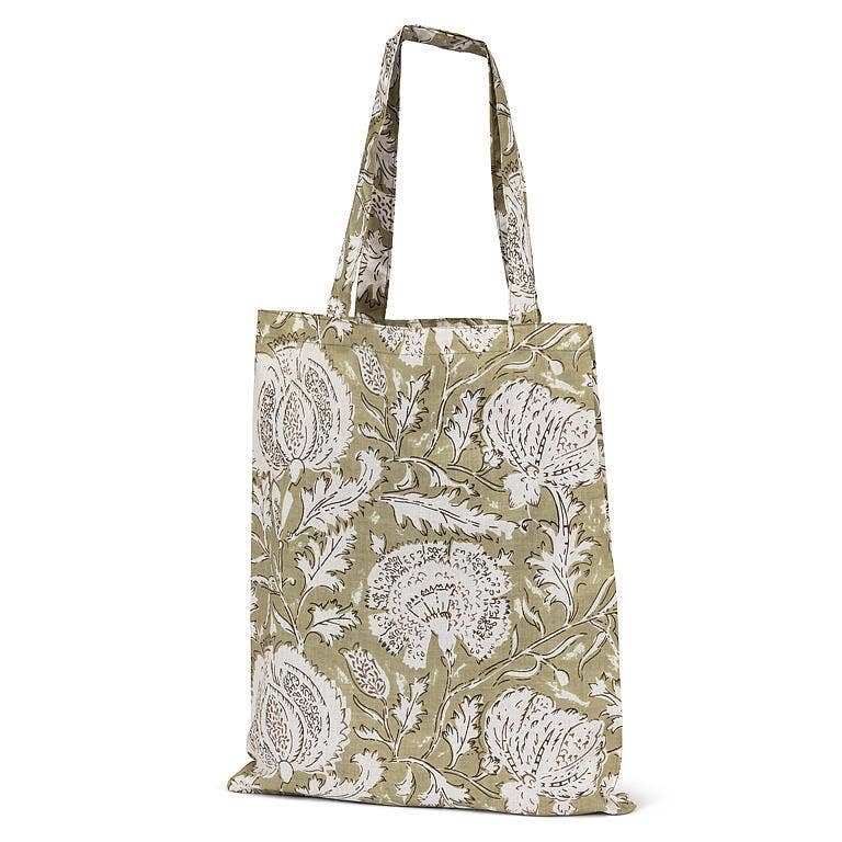 Ivory Flower Simple Tote-Sage
