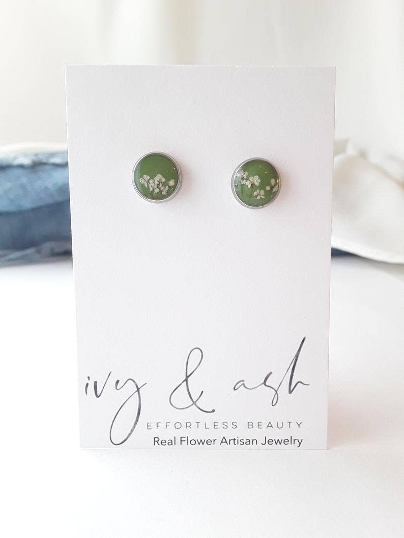Earth Tone Collection, Real Flower Studs