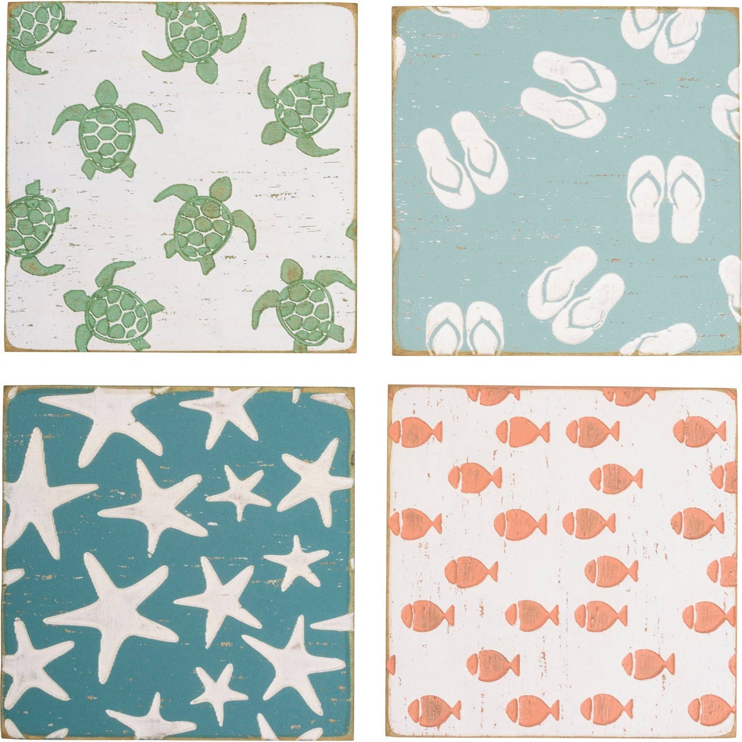 Block Print Beach Coaster Set