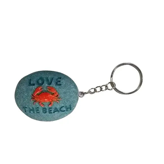 Crab Love The Beach Pebble Keychain