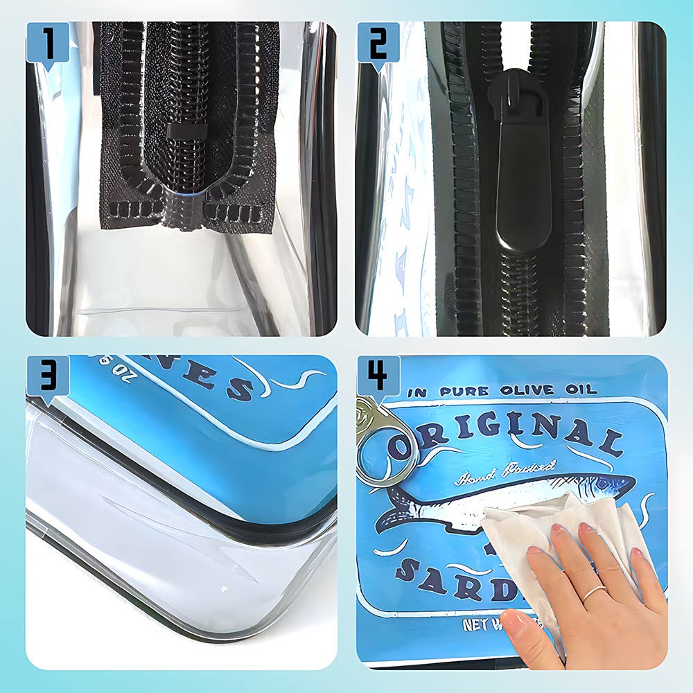 Sardine Can Print Clear PVC Cosmetic Bag