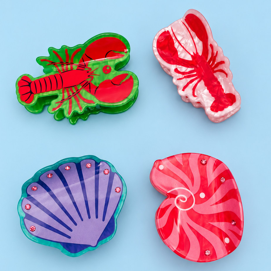 Coastal Sea Life Hair Claw Clips