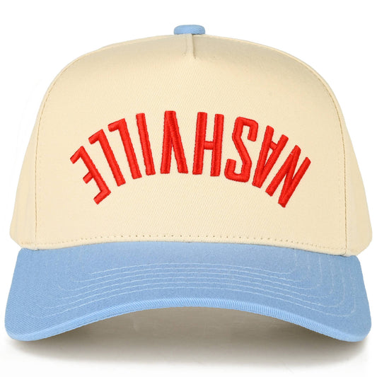 NASHVILLE Embroidered Letter Two Tone Trucker Hat