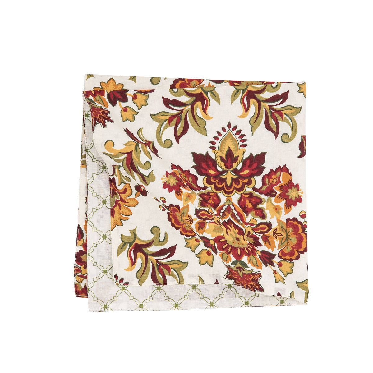 sage and rust floral napkin