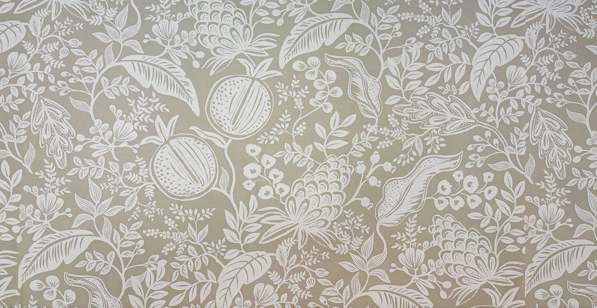 Floral and botanical pattern on a beige background