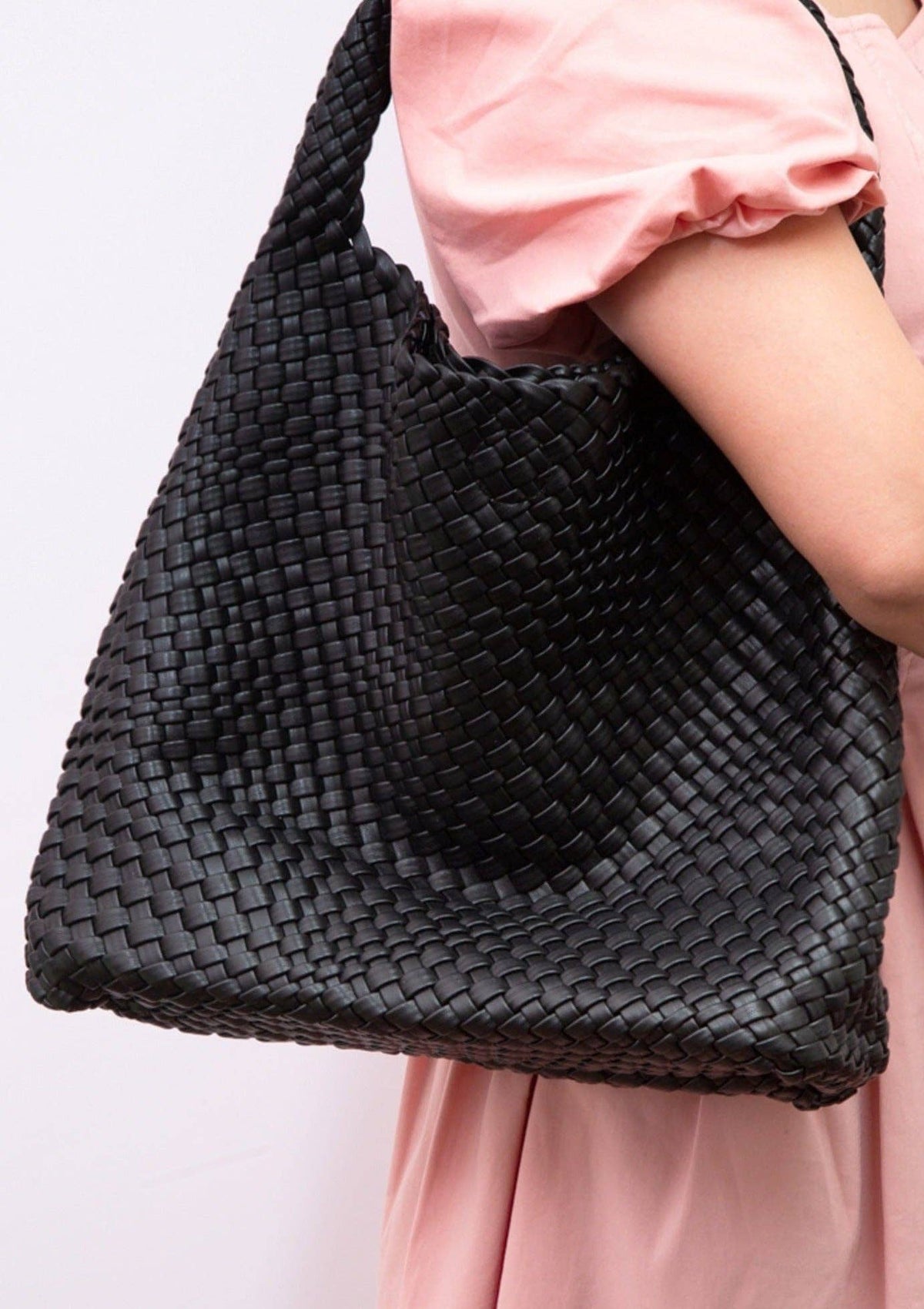 Woven Hobo Tote Bag With Pouch