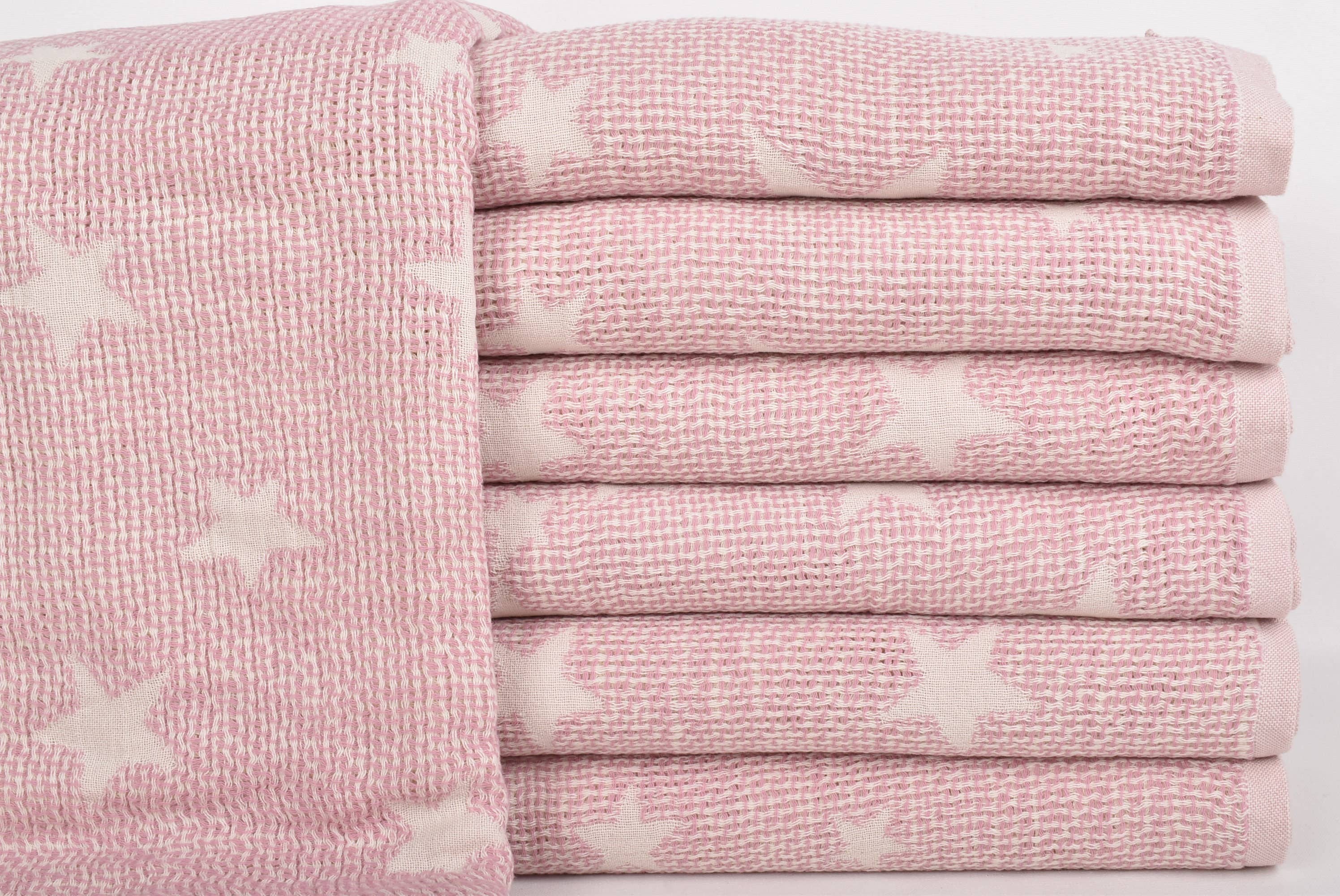 Baby Blanket, Cozy Turkish Throw Blanket, Pink Baby Throw