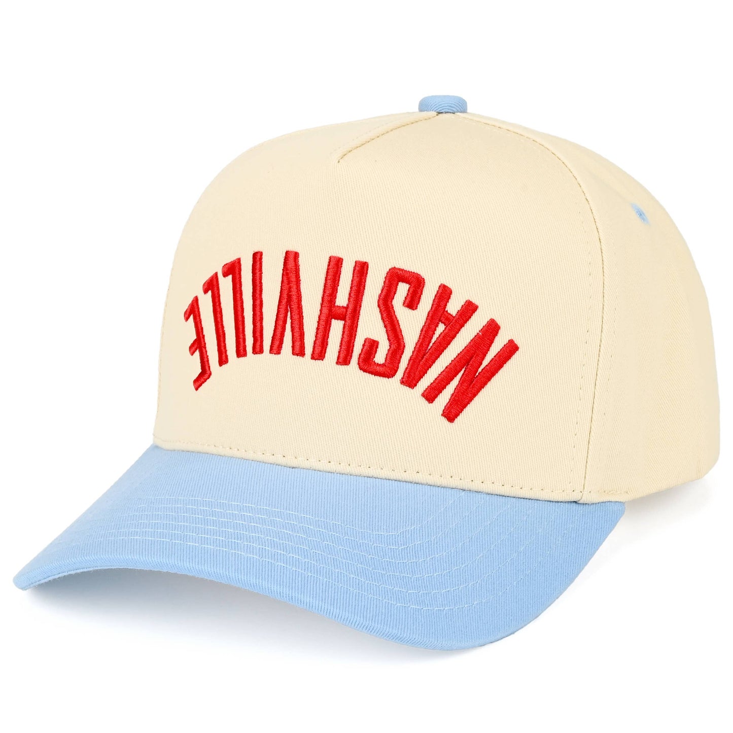 NASHVILLE Embroidered Letter Two Tone Trucker Hat