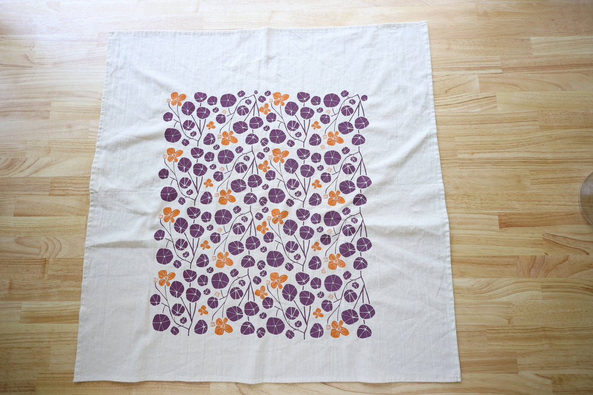 Autumn Floral Nasturtium Kitchen Towel