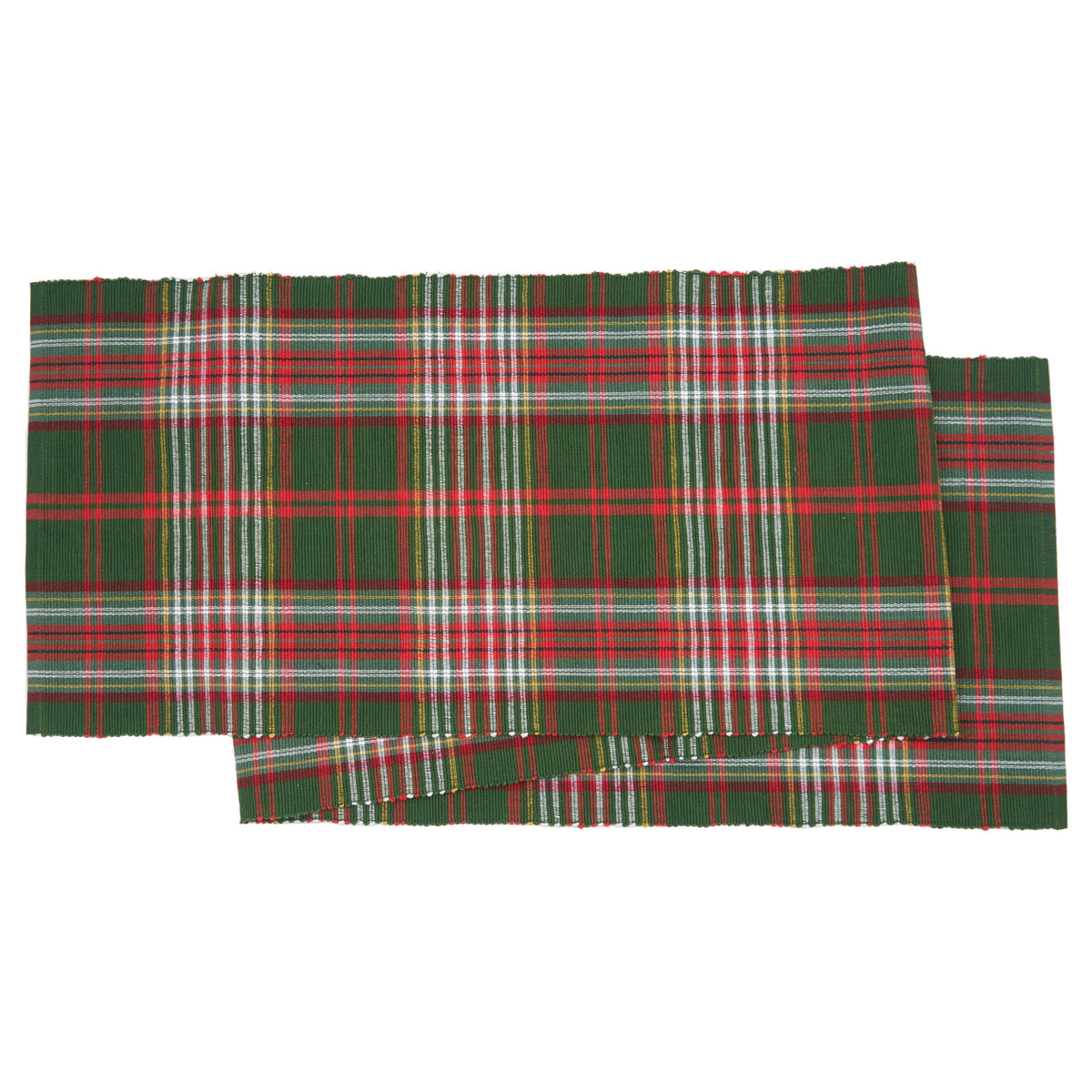 red ane green plaid table runner