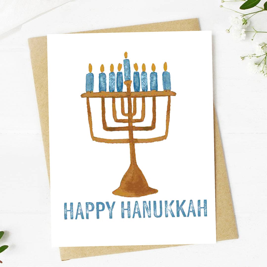 menorah on white card