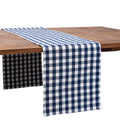 Indigo Blue Gingham Check Table Runner