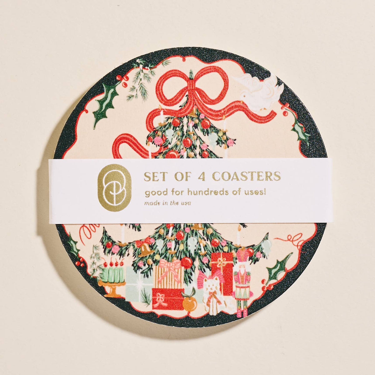 tree on coaster w presents