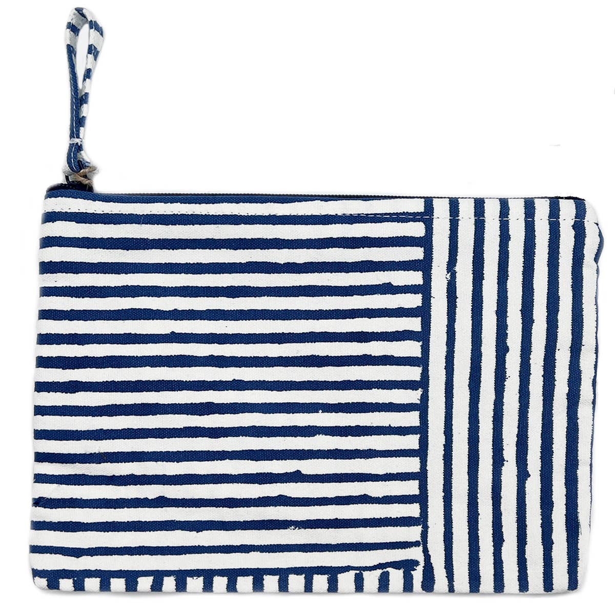Block-Printed Canvas Zipper Sailor Chic Pouch