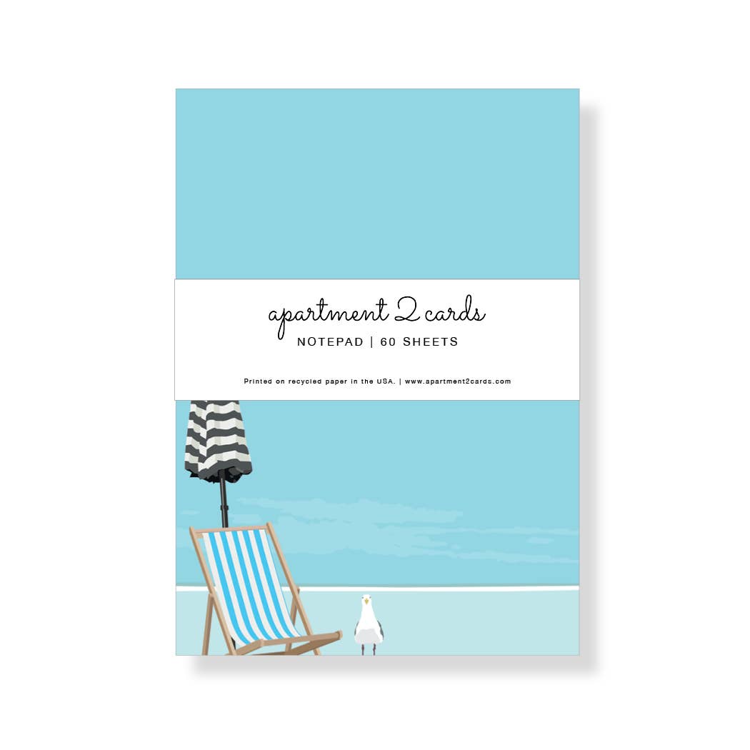 note pad with chair and seagull 
