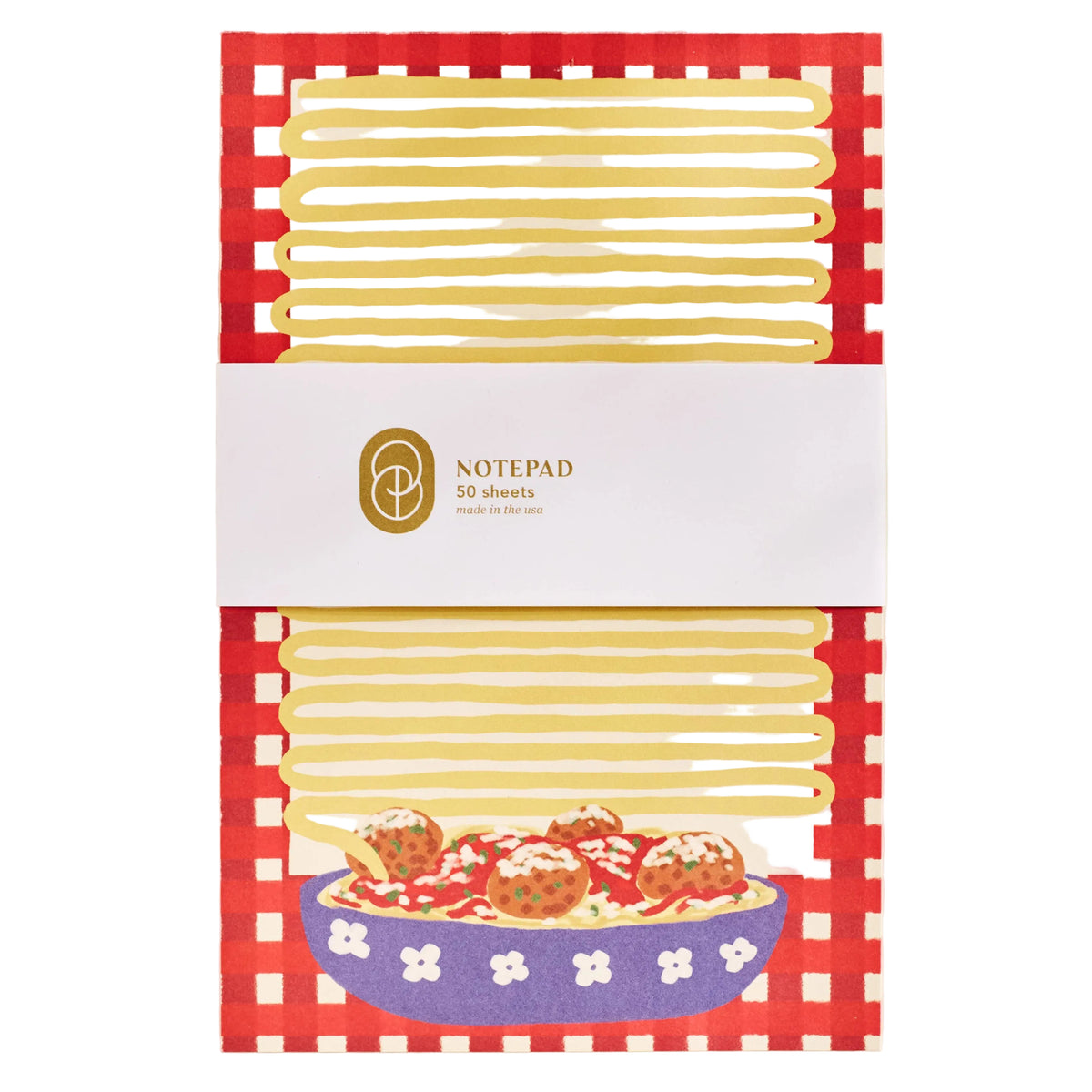 Notepad with pasta design on a beige background