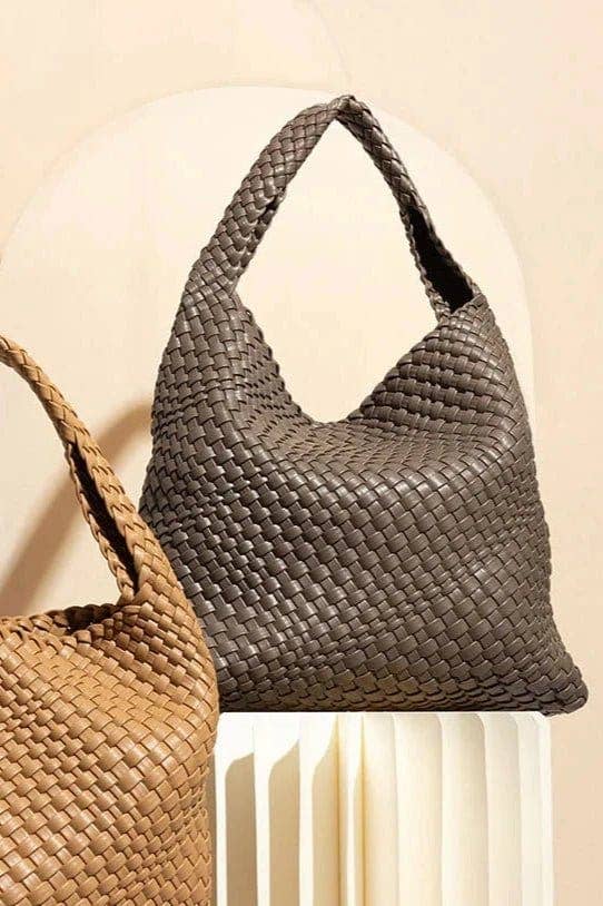 Woven Hobo Tote Bag With Pouch