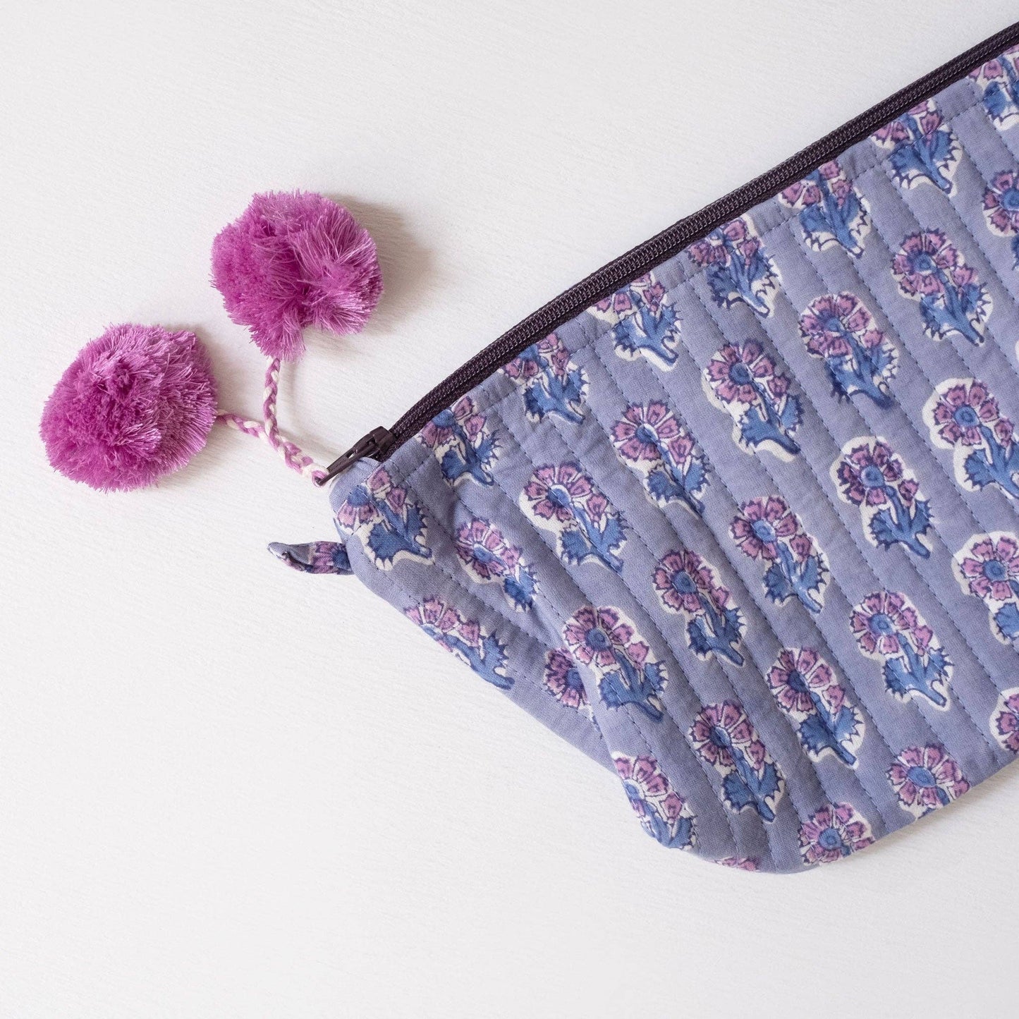 Malin Periwinkle Block Printed Makeup Pouch