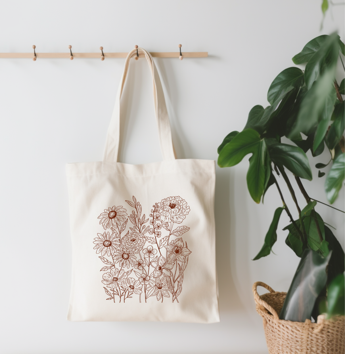 Floral Canvas Tote Bag