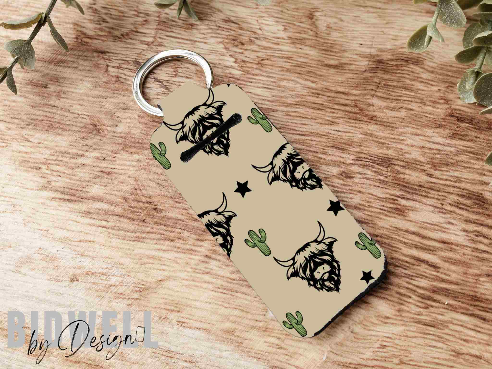 Highland Cow Lipbalm Holder Keychain