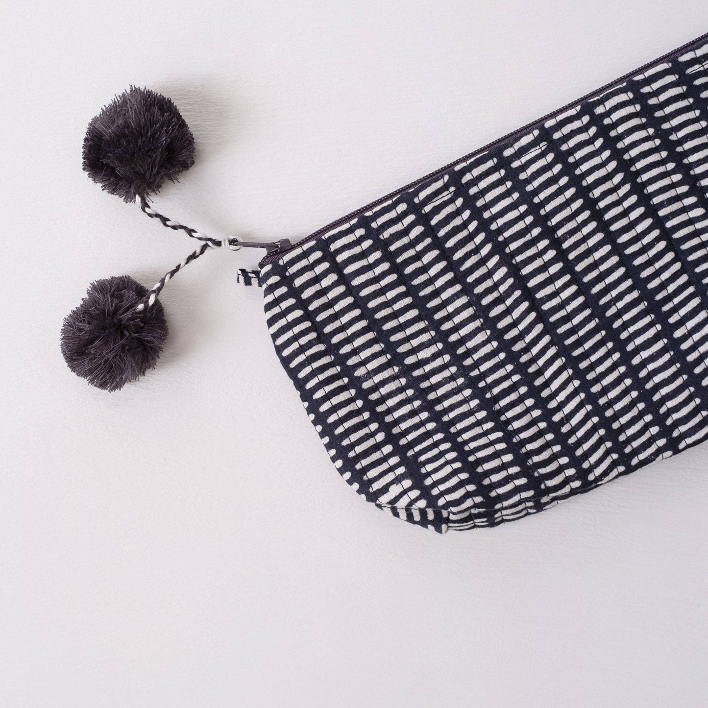 Navy Block Printed Makeup Pouch
