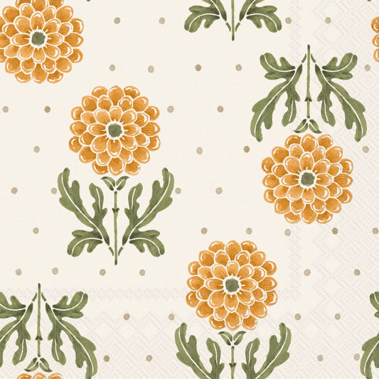 yekllow flowers on napkin