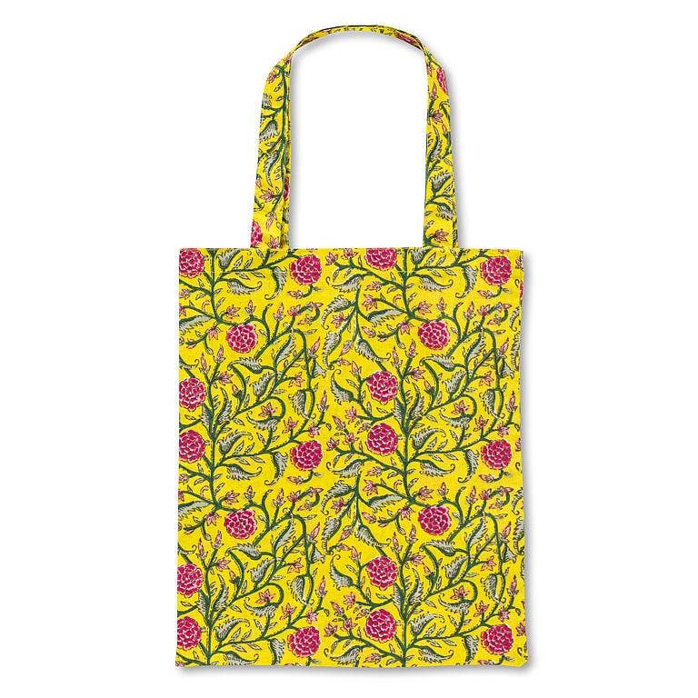 Pink Ball Flower on Vine Simple Tote-Yellow