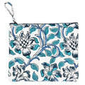 Block-Printed Canvas Zipper Blue Thistle Pouch