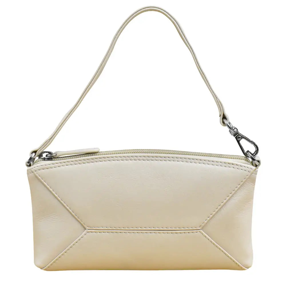 cream leather phone wristlet