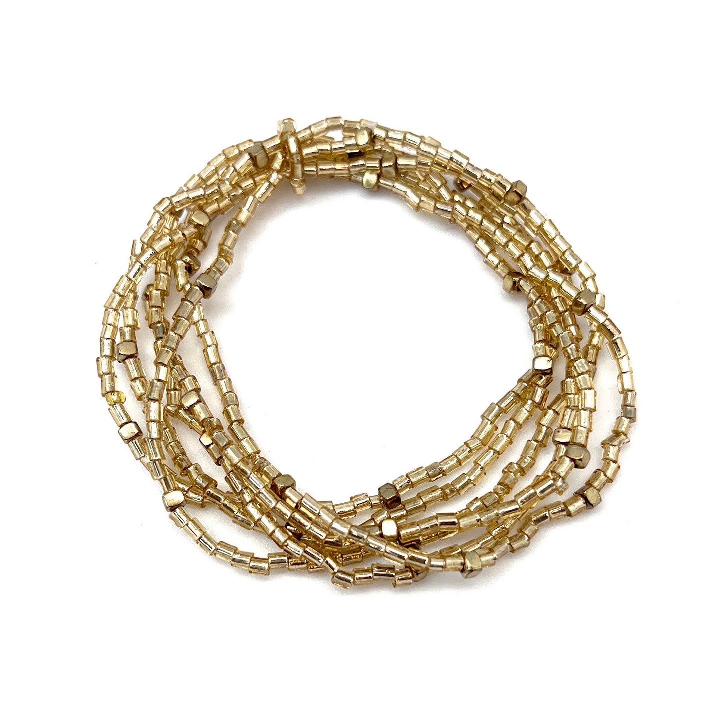 Seedbead Stretchy Bunch Bracelets - Multiple Color Styles: Shimmering Gold