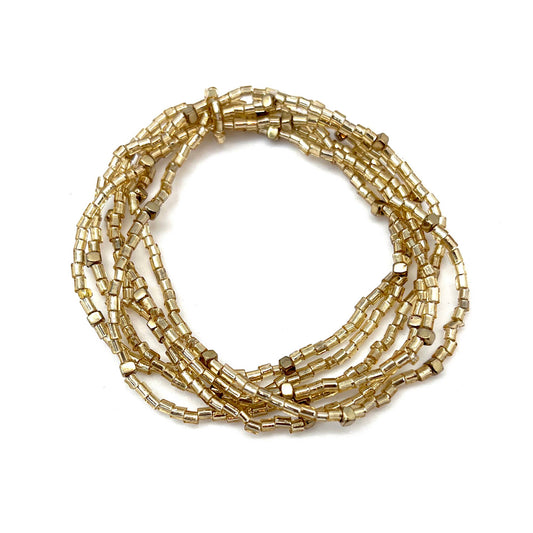 Seedbead Stretchy Bunch Bracelets - Multiple Color Styles: Shimmering Gold