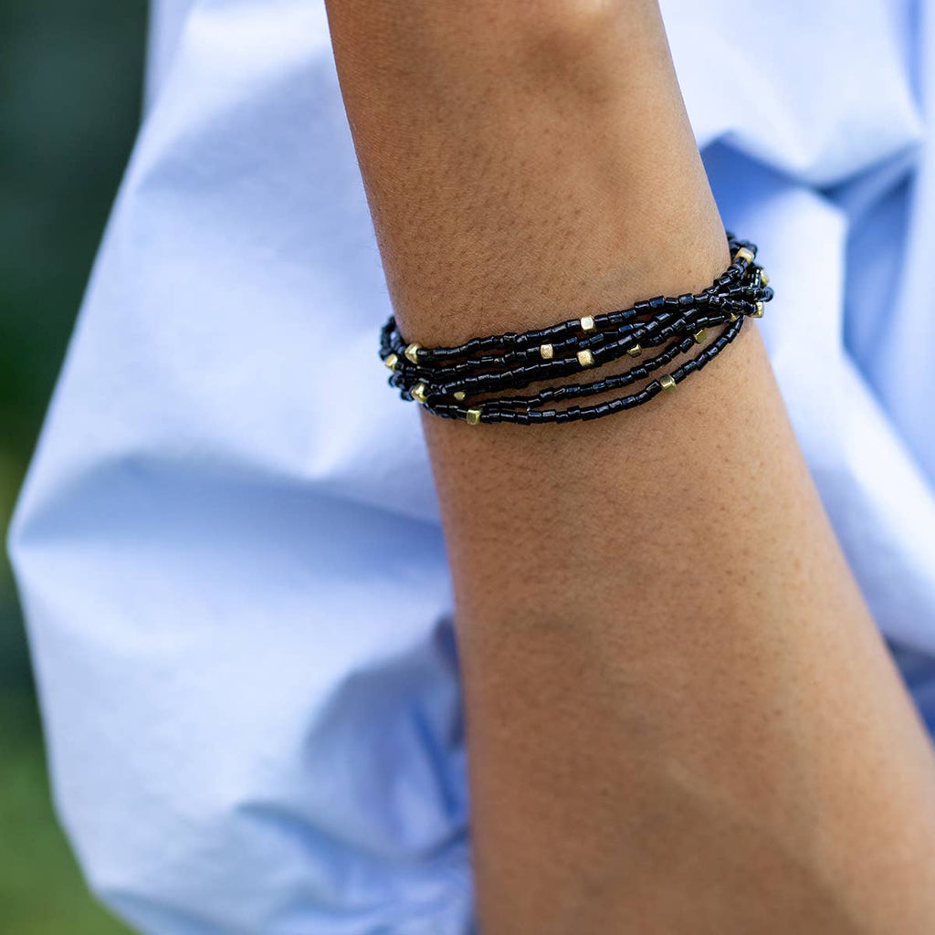 Seedbead Stretchy Bunch Bracelets - Multiple Color Styles: Smoky Silver