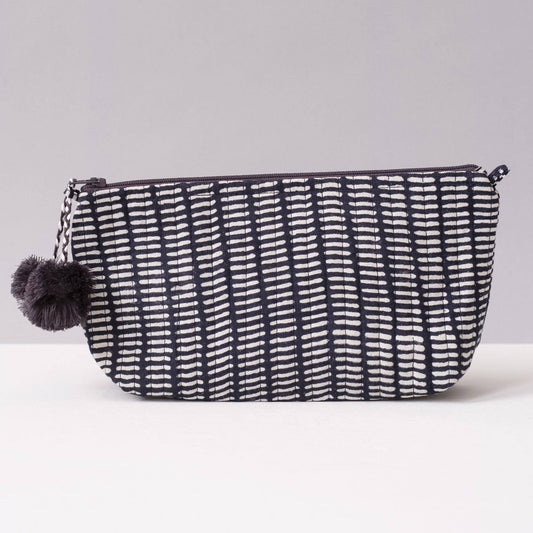 Navy Block Printed Makeup Pouch